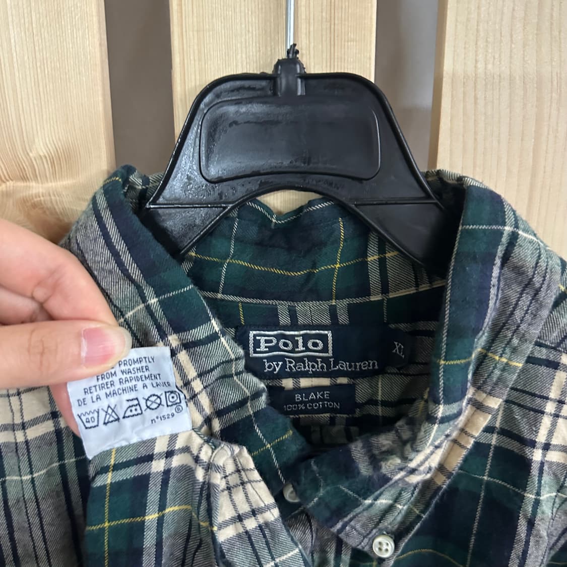 (XL) 폴로 랄프로렌 체크 패턴 그린 셔츠 상품이미지4