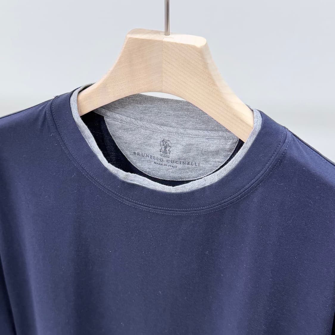 [S+급/2XL] 브루넬로 쿠치넬리 코튼 반팔 티셔츠 네이비 상품이미지6