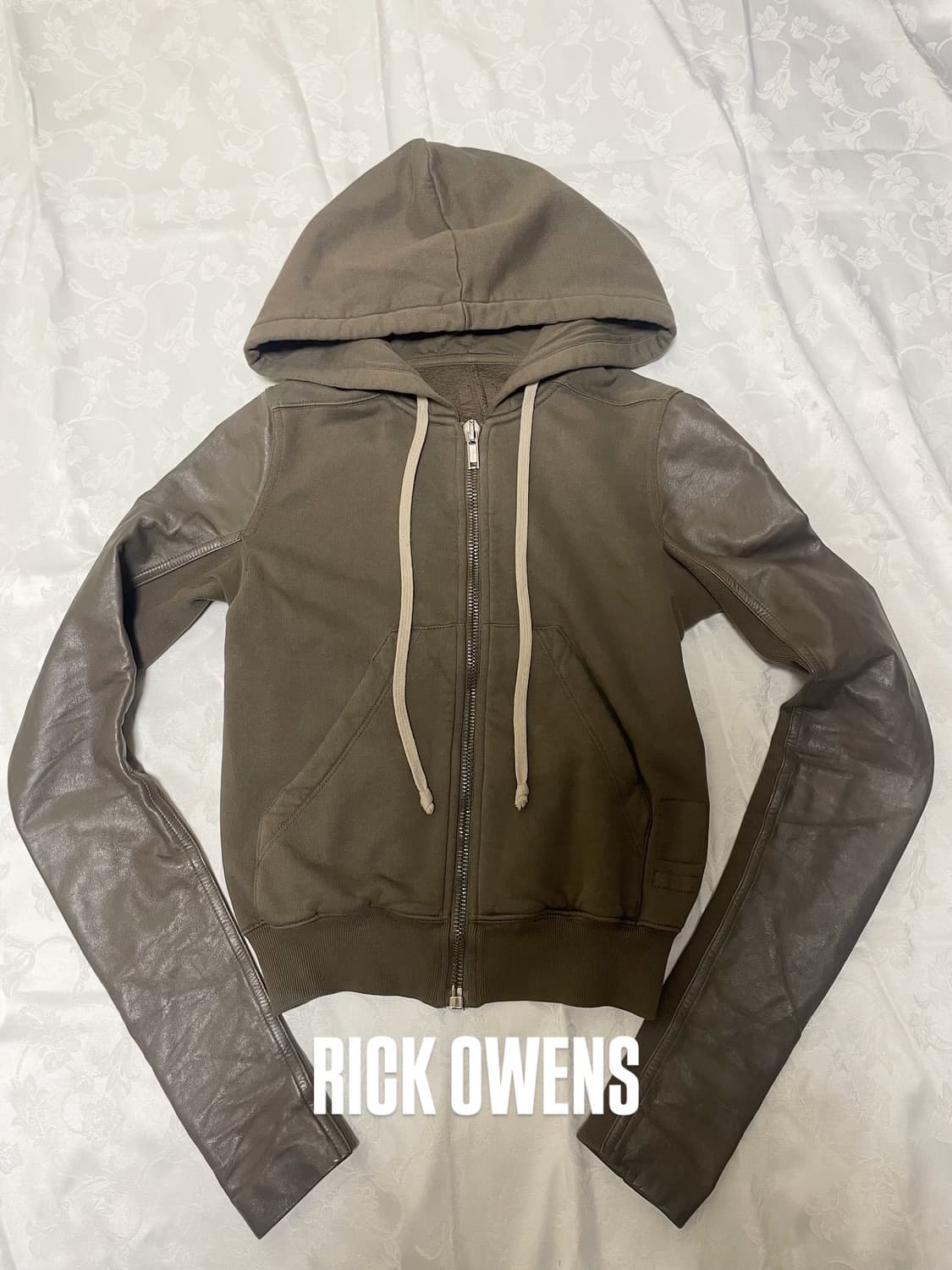 Rick Owens DRKSHDW Leather Sleeve Hoodie 상품이미지1
