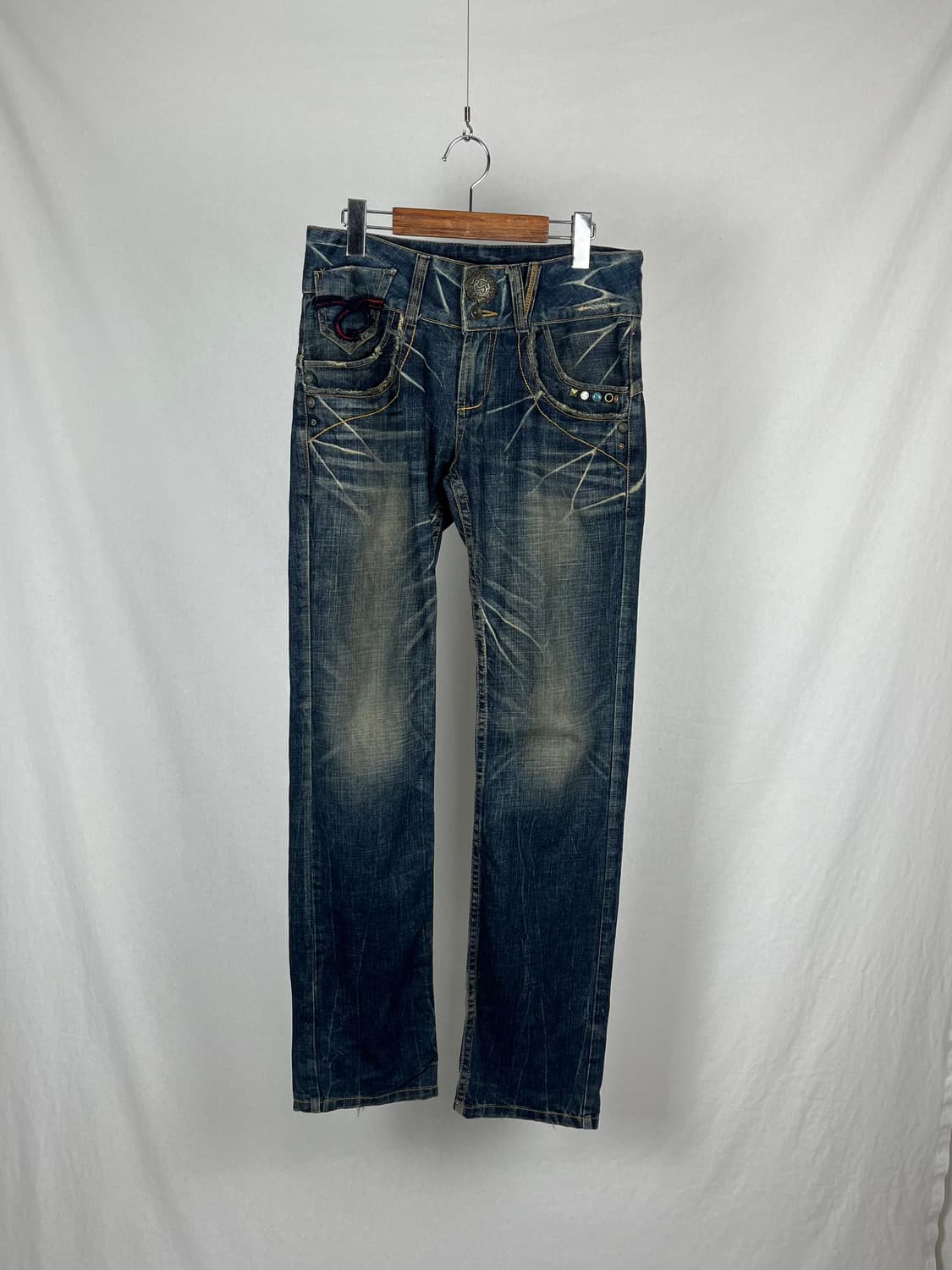 Vintage 스터드 로우웨스트 데님팬츠 상품이미지2