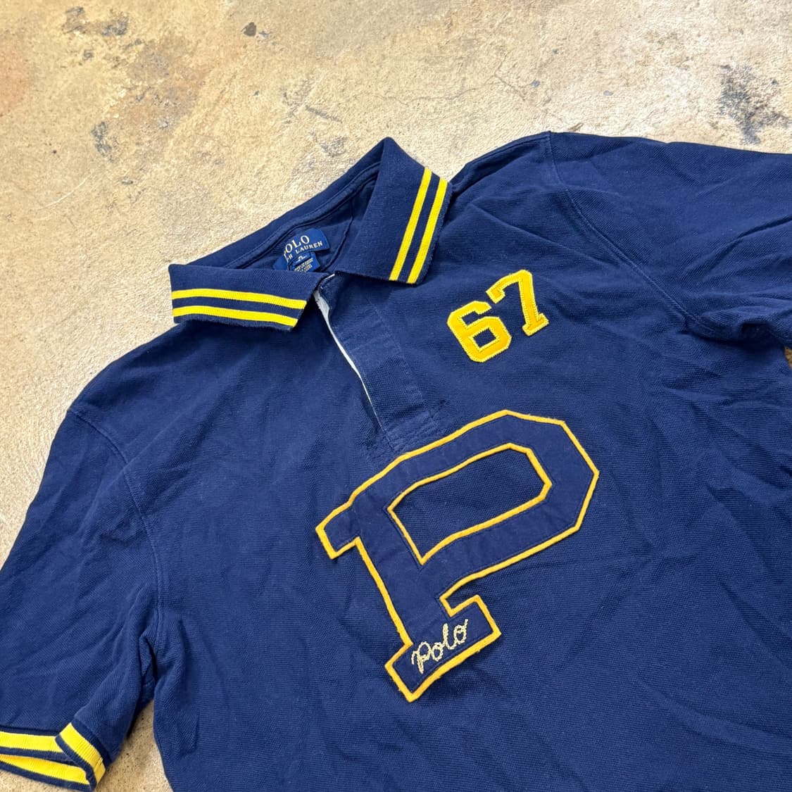 폴로 랄프로렌 하프 럭비 네이비 카라 반팔 티 상품이미지1