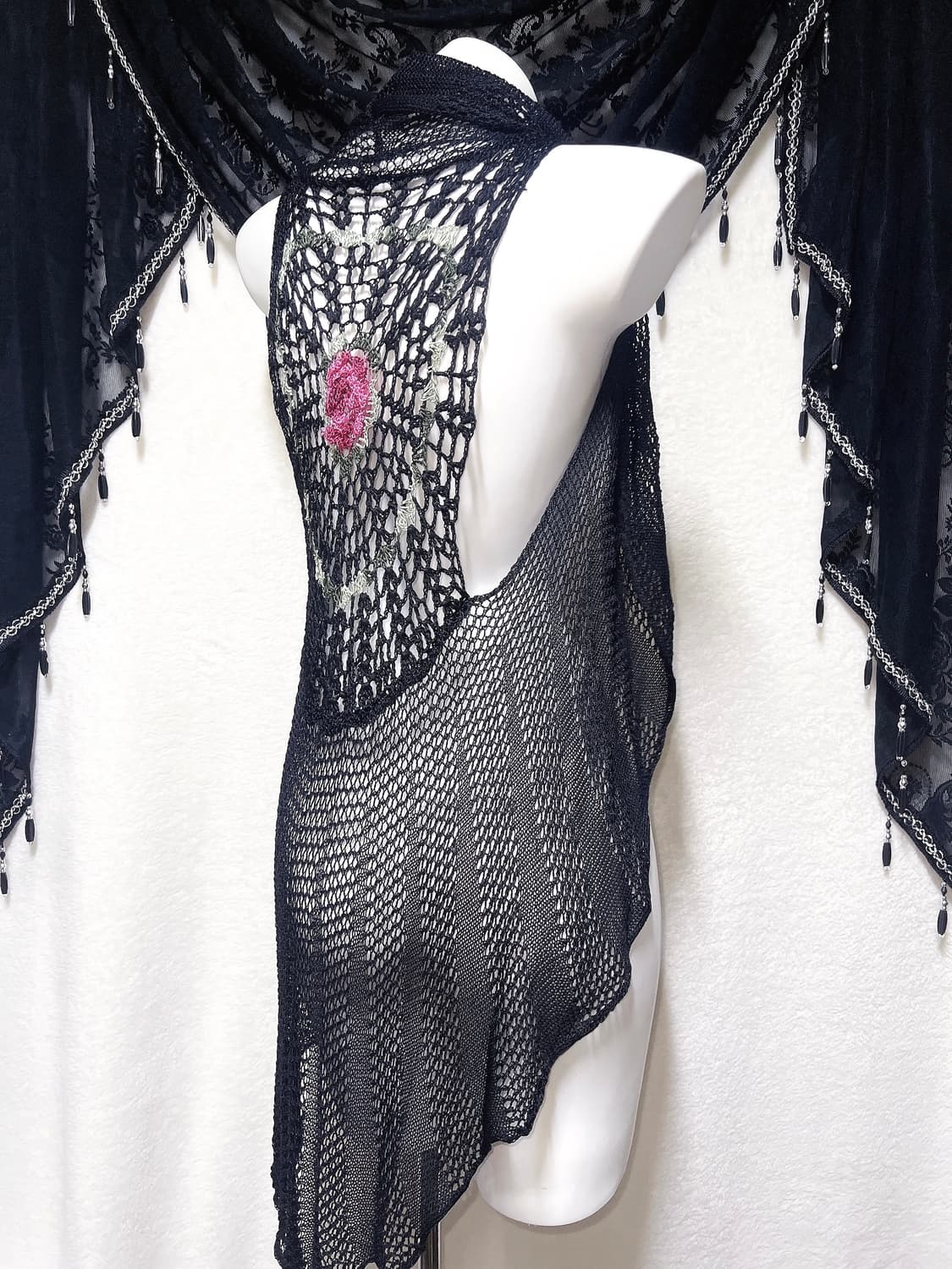 오리엔탈 페어리 모리 고딕 고스 펑크 뜨개 니트 플라워자수 로브 베스트 상품이미지3