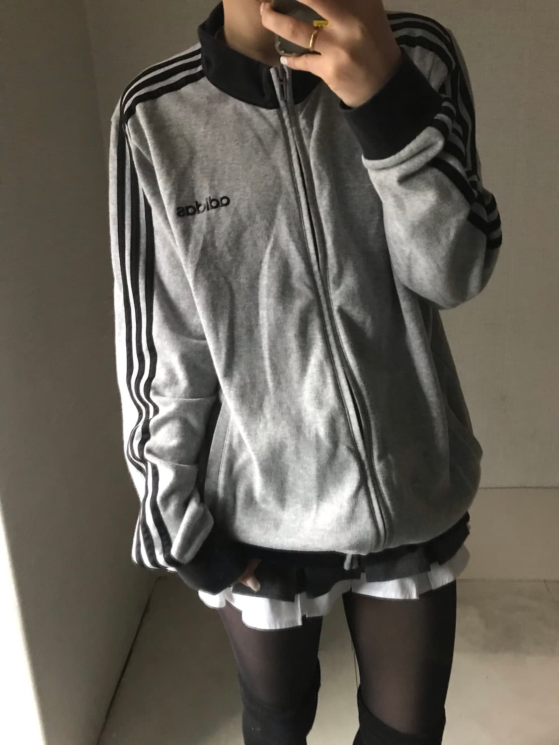 아디다스 그레이 블랙 삼선 면집업 상품이미지4