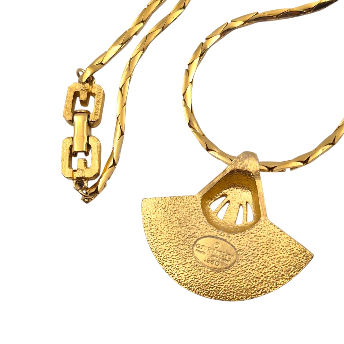 80s 프랑스 지방시 비쥬 에나멜 부채 뱀부 체인 초커 상품이미지5