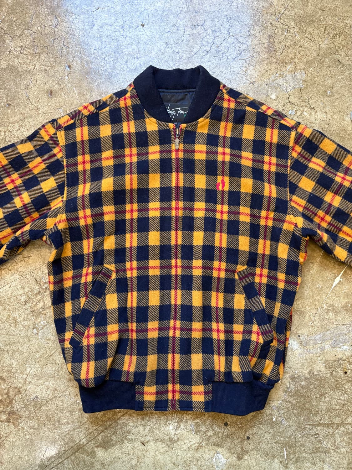 90-00s 서광 행텐 모직 체크 블루종 상품이미지4