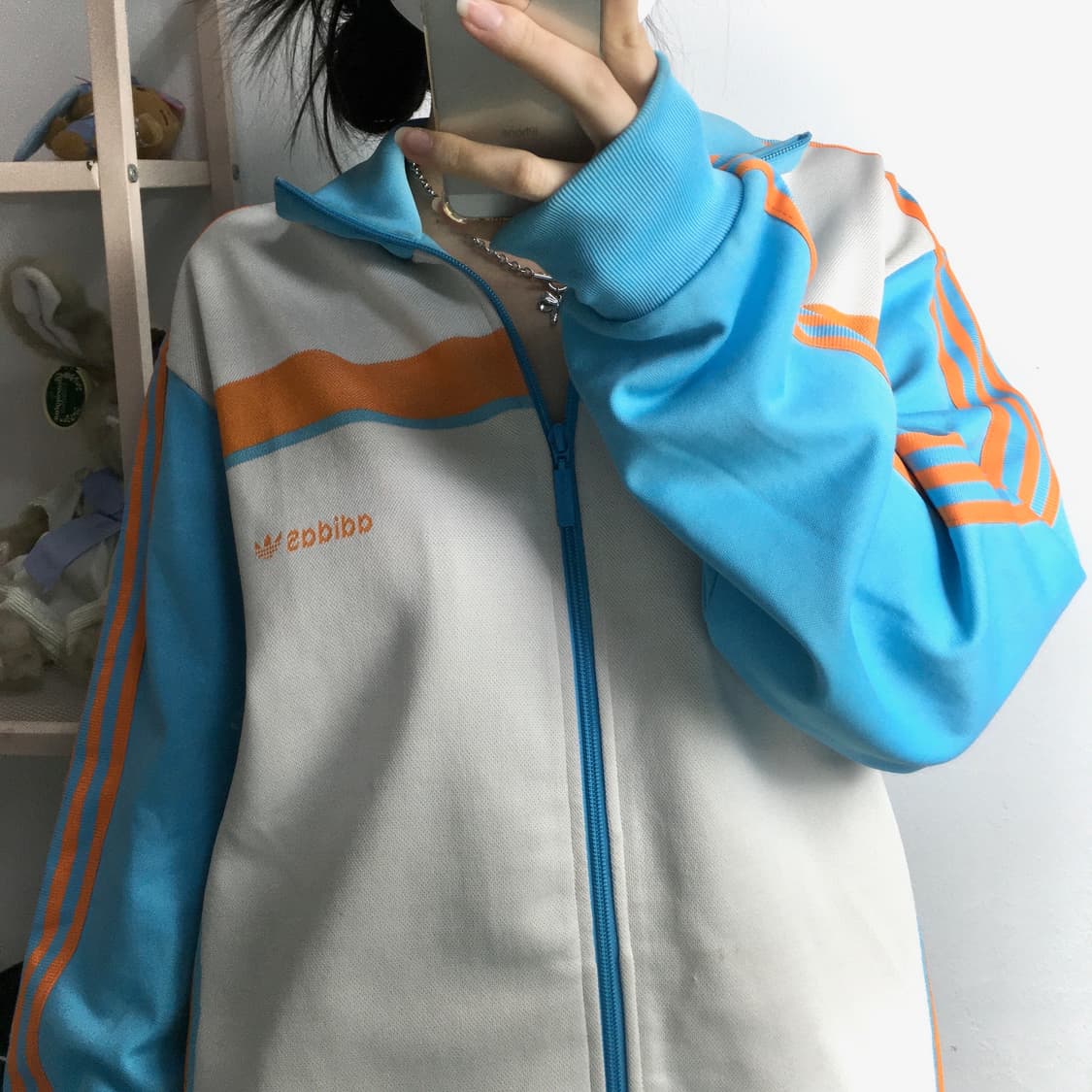 아디다스 하늘 + 화이트 + 감귤 올드스쿨 대 대장 져지 상품이미지2