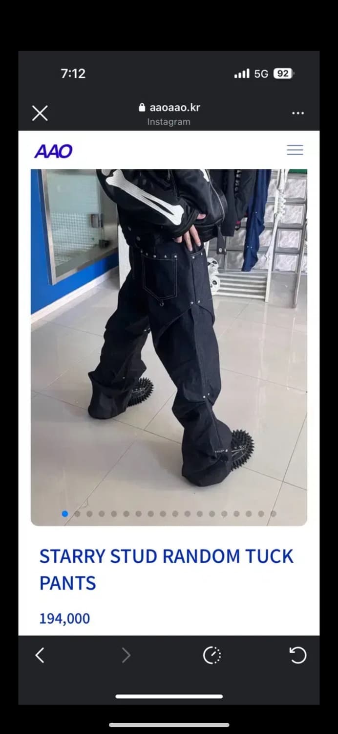 AAO) 2사이즈 비에딧 스터드 랜덤 턱 팬츠  상품이미지1