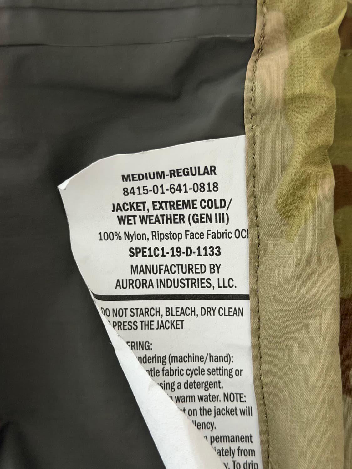 [M-R] 미군 멀티캠 고어텍스 팩라이트 자켓 LEVEL6 상품이미지2