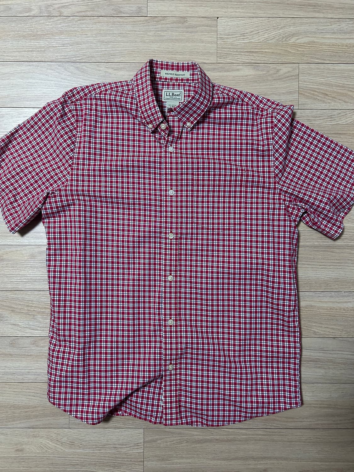 LL.bean 레드 체크 하프 셔츠 상품이미지1