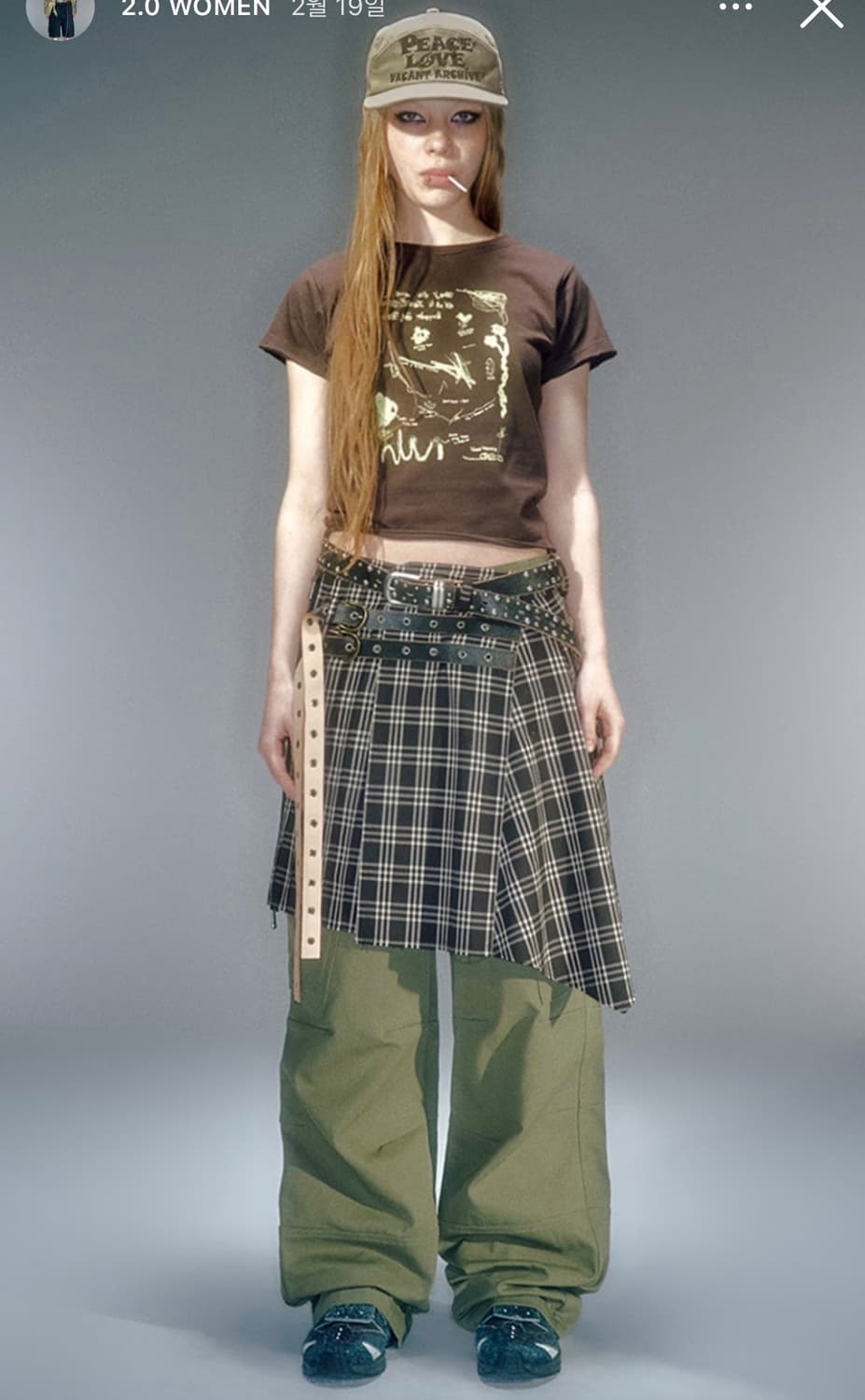 베이컨트 아카이브 CAESARS BUCKLE LAP SKIRT BROWN 상품이미지1