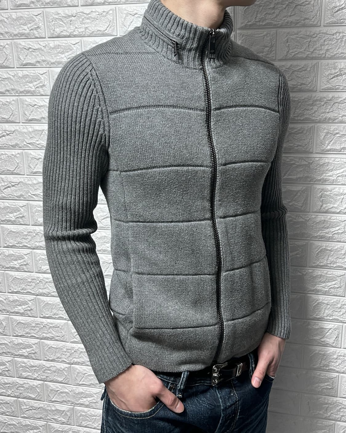 아르마니 익스체인지 후디드 니트 집업 상품이미지1