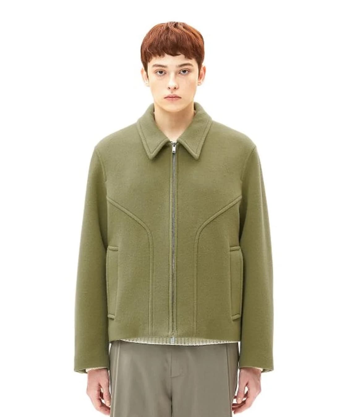 일꼬르소 옐로우그린 오버핏 미니멀 드리즐러 울 블루종 110 상품이미지1