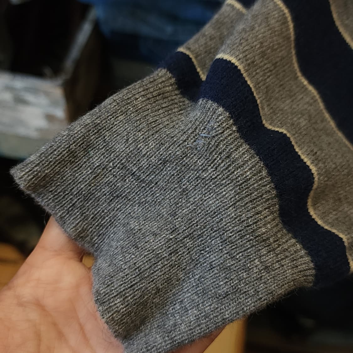 90s 폴로 캐시미어 니트 클래식 니트 스트라이프 패턴 XL 상품이미지9