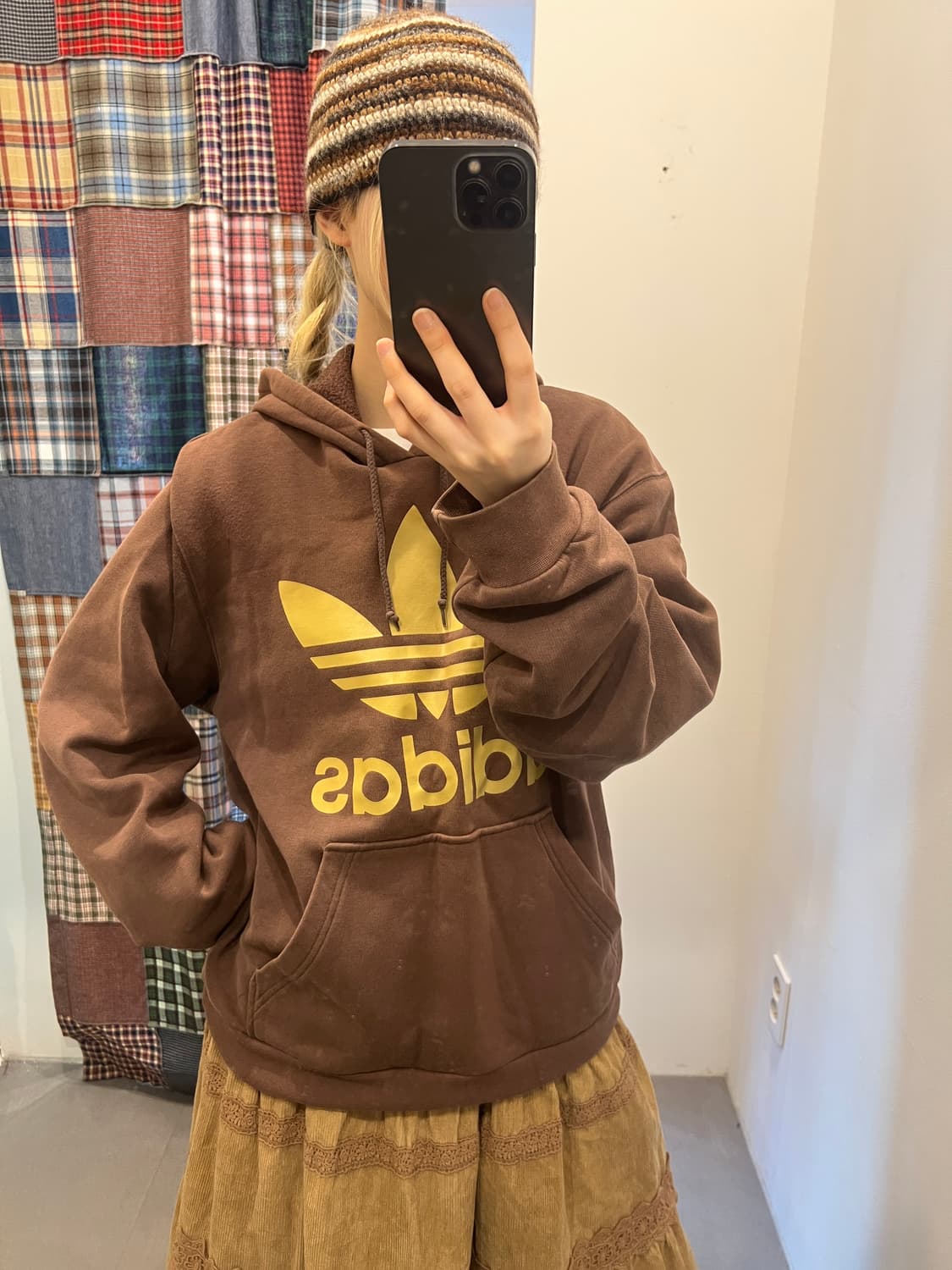 아디다스 빅로고 브라운 후드티 상품이미지2