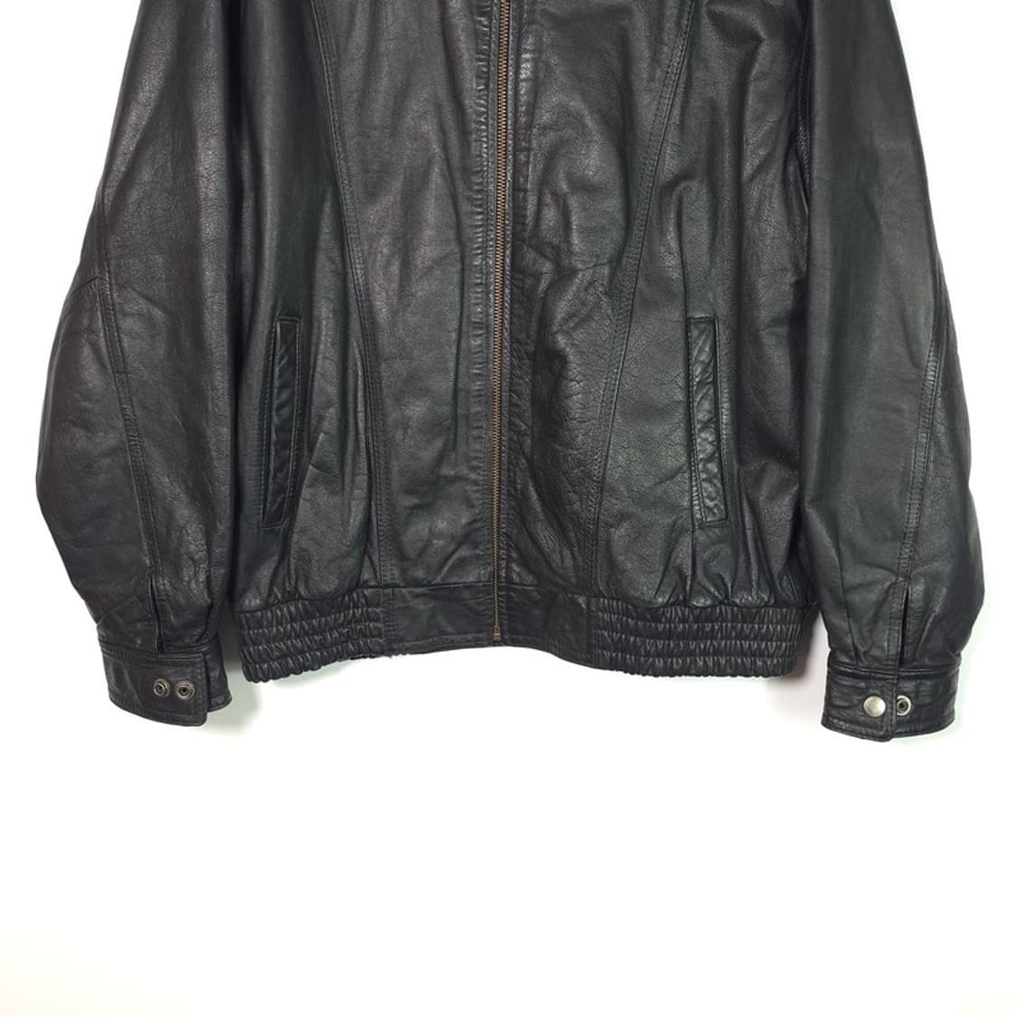 JPN 빈티지 소가죽 블루종 블랙 가죽 자켓 상품이미지4