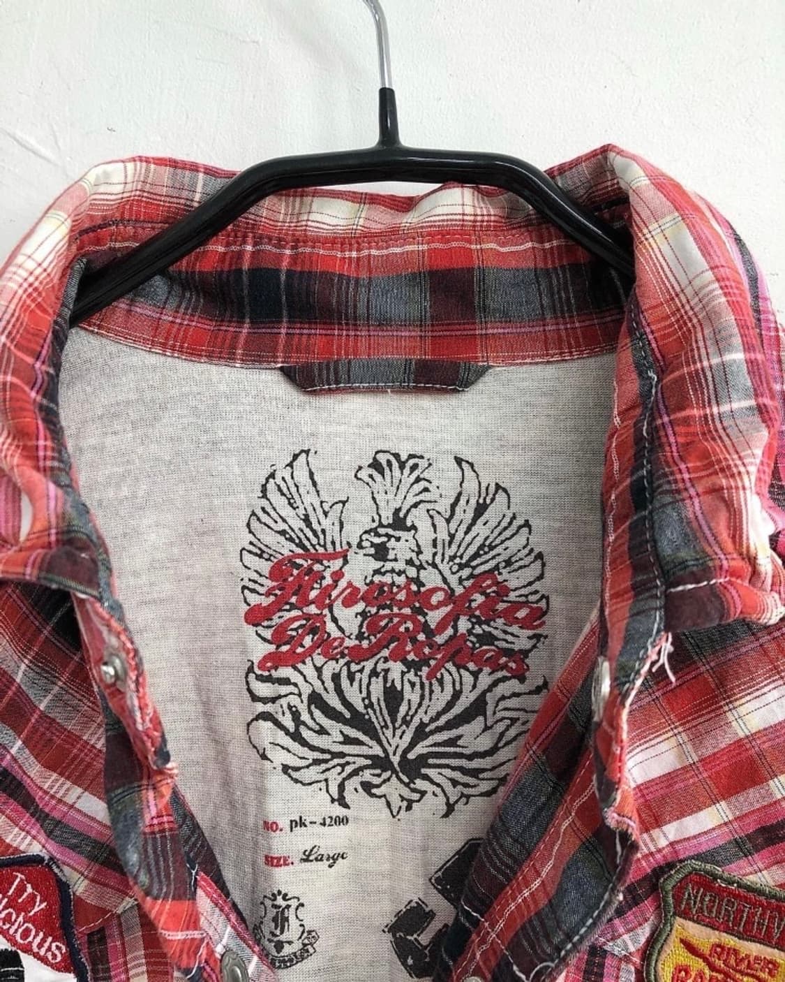 체크 패턴 패치 셔츠 상품이미지5