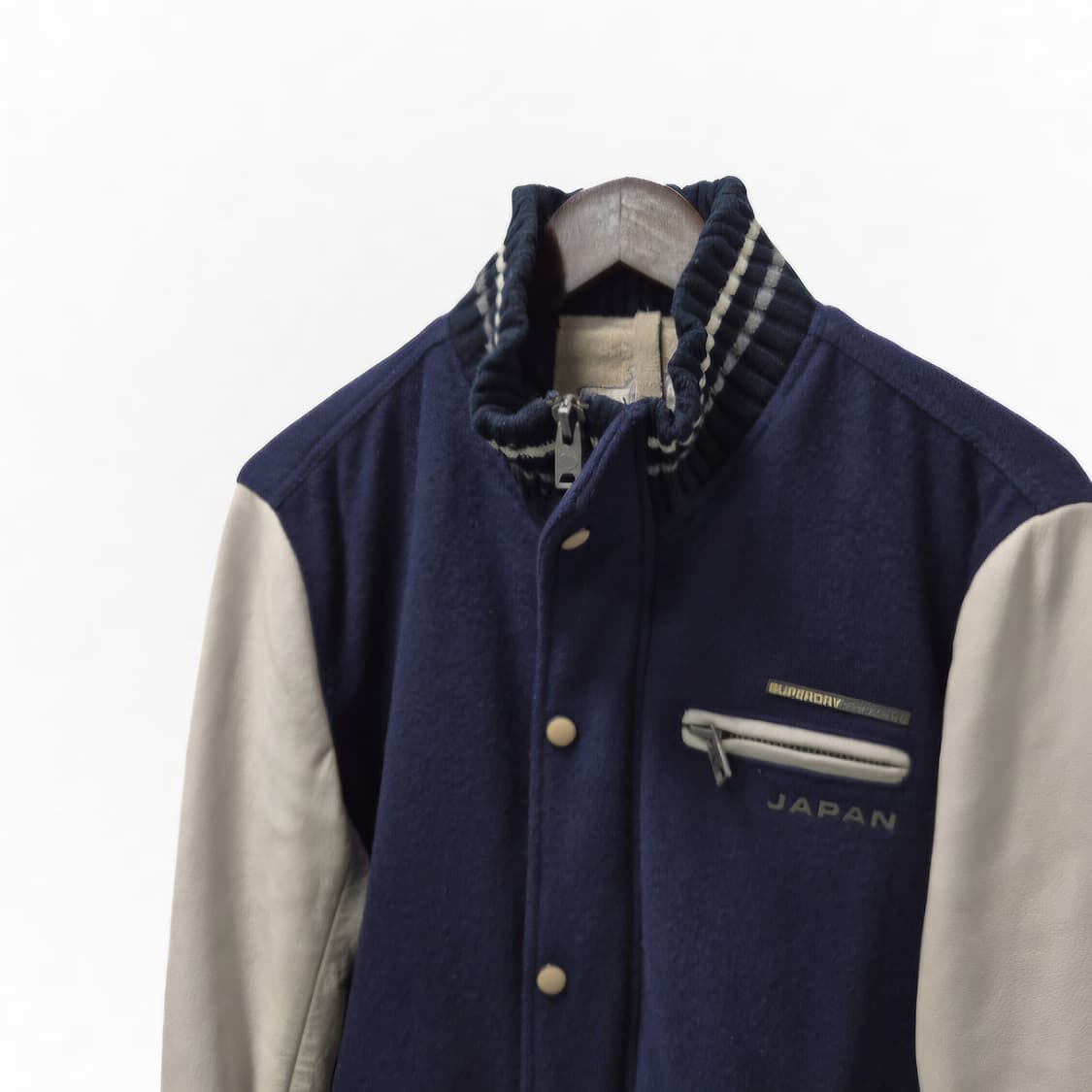 슈퍼드라이 네이비 울 스타디움 레더 자켓 S / 할인 상품이미지7