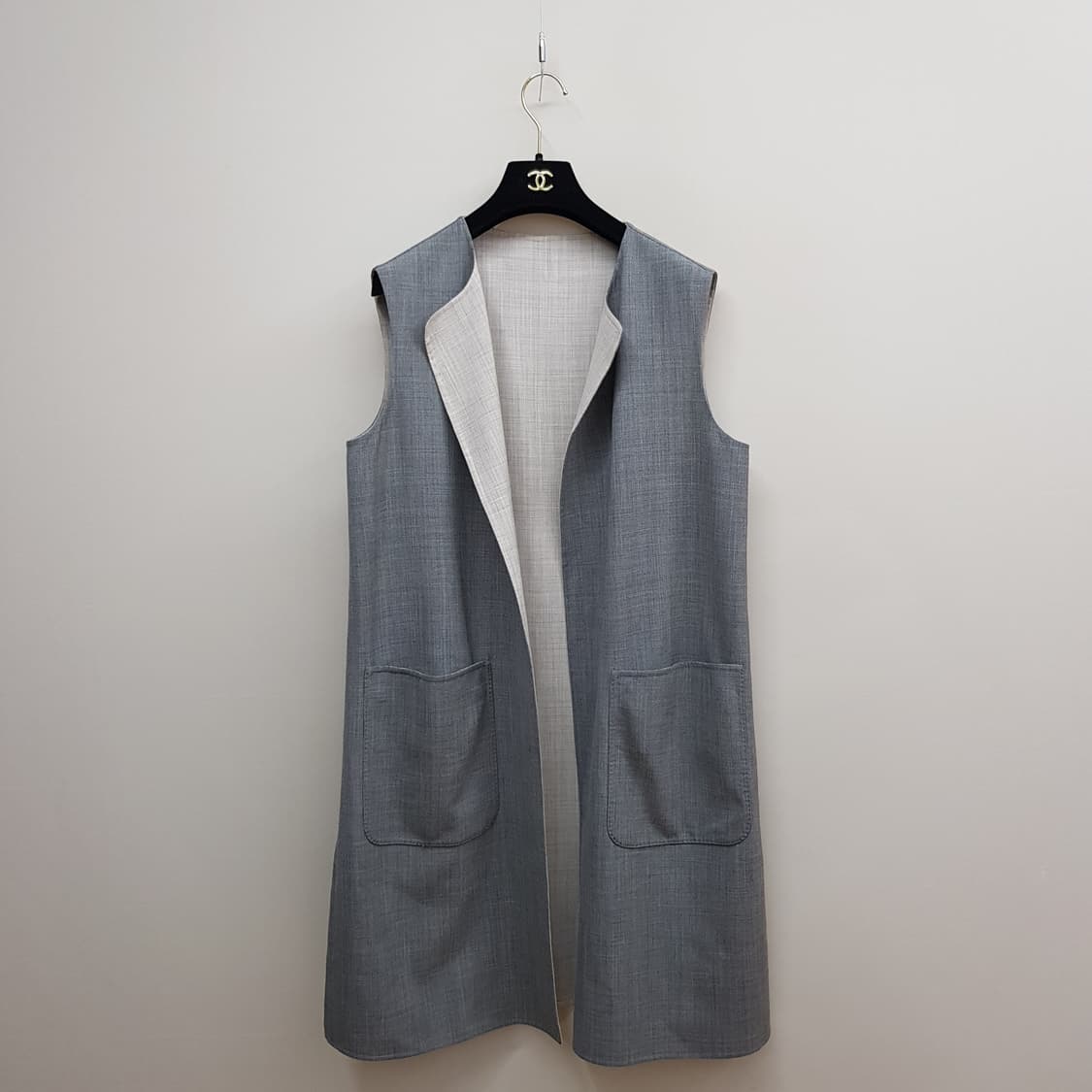 FEDELI 페델리 이탈리아 양면 리버시블 그레이 롱 베스트 it 44 상품이미지1