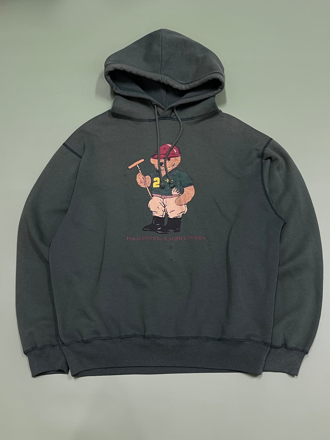 폴로 랄프로렌 90s 폴로베어 후드 티 그린 상품이미지2