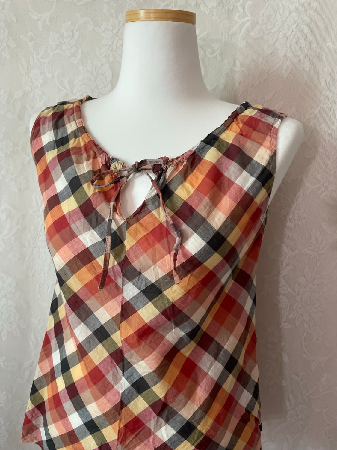 체크 리본 나시 블라우스 상품이미지2