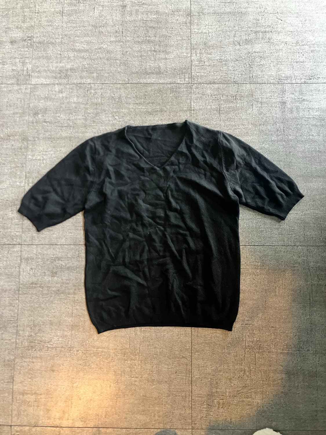 일본빈티지 핀터깔y2k 하구미모리걸 브이넥 반팔니트스웨터 상품이미지1