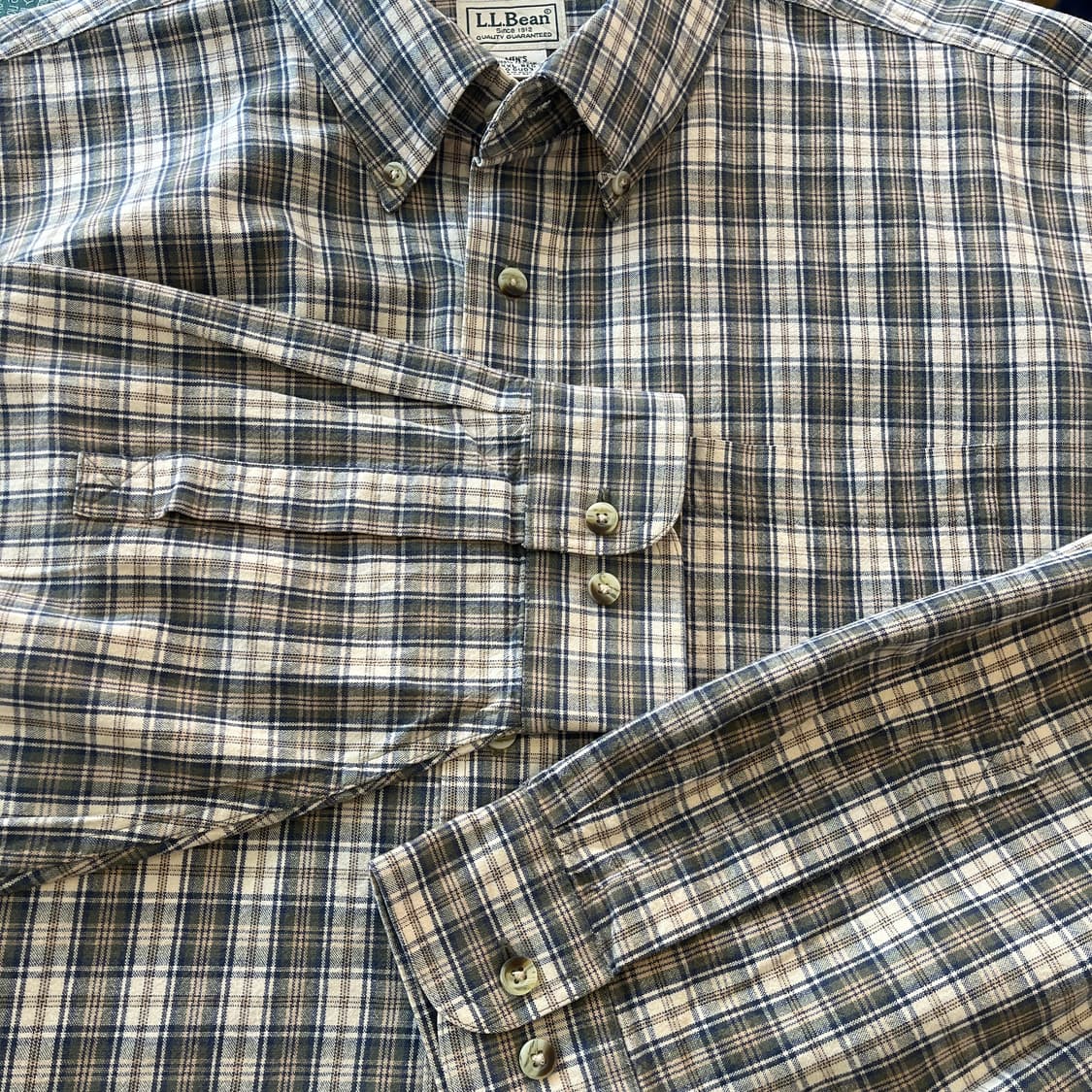 LL Bean 베이지 체크 셔츠 상품이미지5