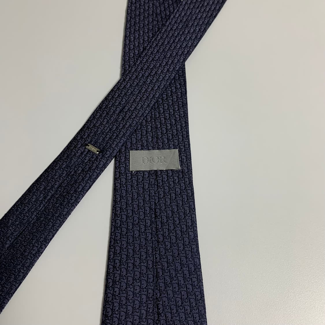 디올 오블리크 자카드 100실크 네이비넥타이 명품 100실크 7.4cm 상품이미지5