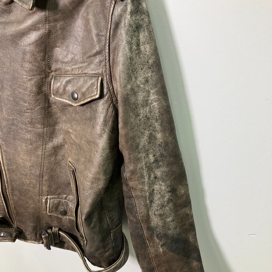 VTG 빈티지 브라운 소가죽 라이더 자켓 L 상품이미지7