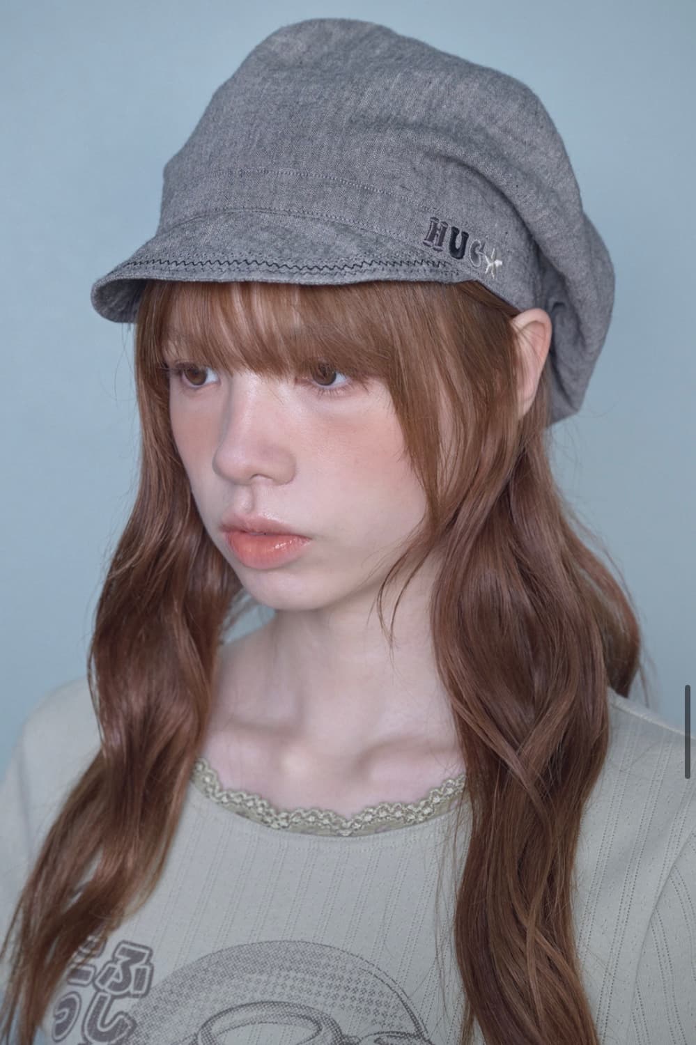 허그유어스킨 Washed denim newsboy cap (Black) 상품이미지2