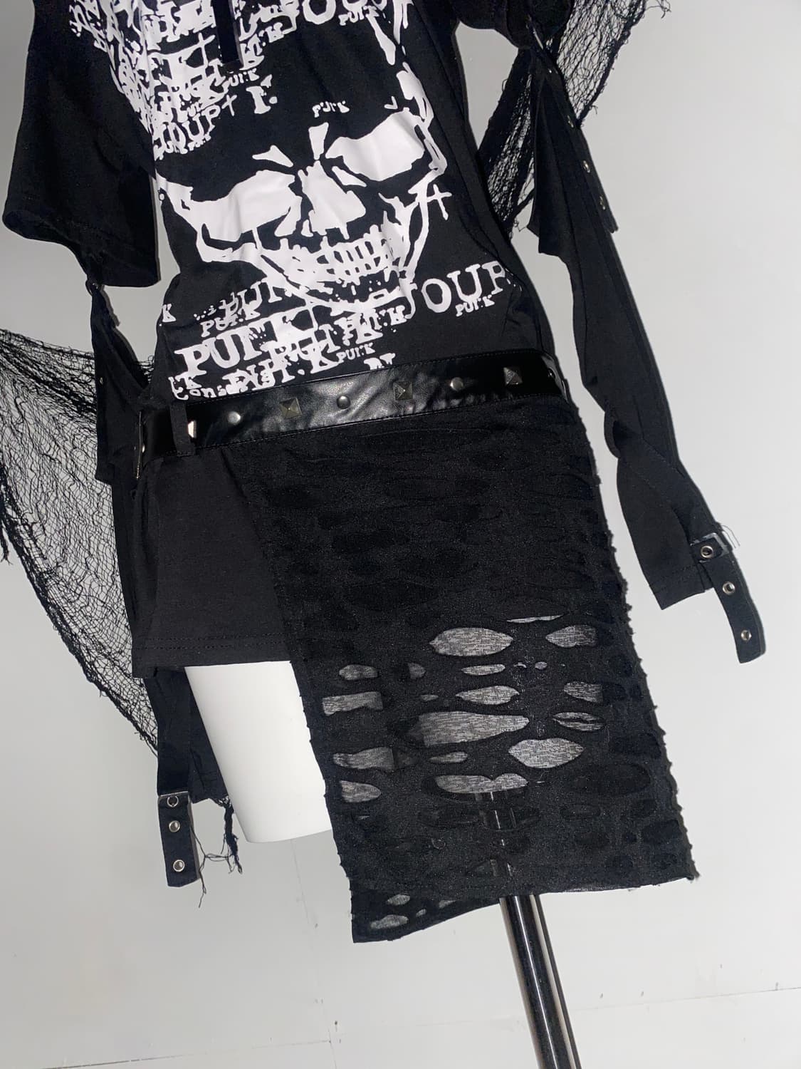 ꒰ঌ 어딕트랩 펑크 고스 스컬 레이어드 롱슬리브 ໒꒱ 상품이미지6