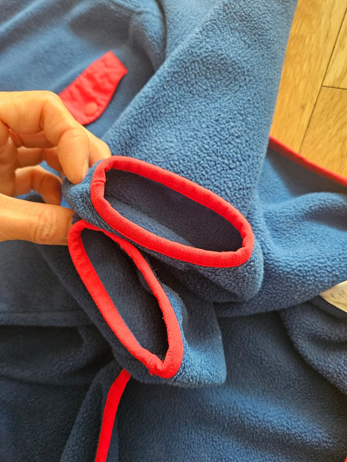 파타고니아 블루/레드 플리스 후리스 풀오버 신칠라 상품이미지6