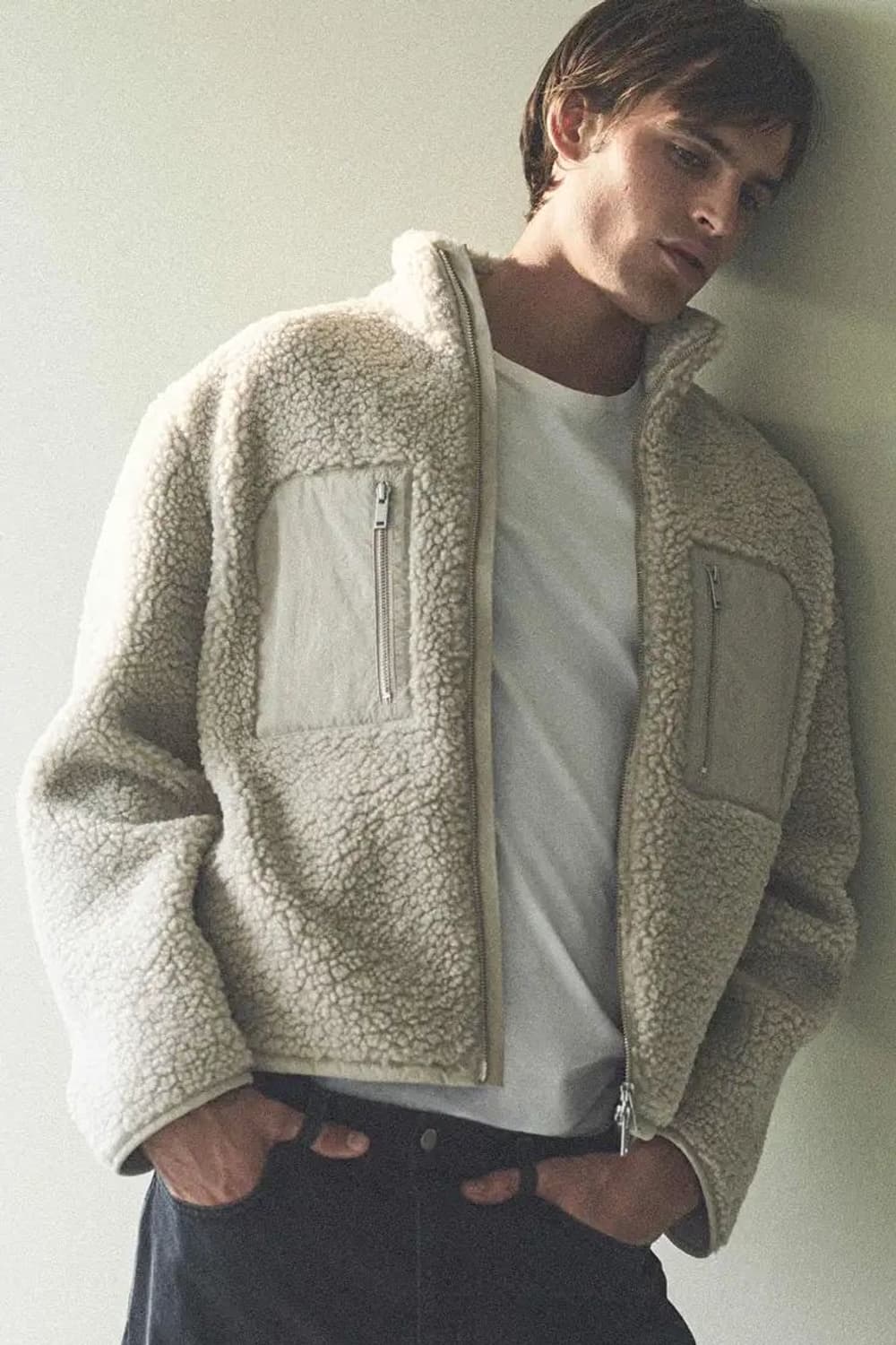 (L) 코스 패치 포켓 테디 플리스 자켓 아이보리 상품이미지1