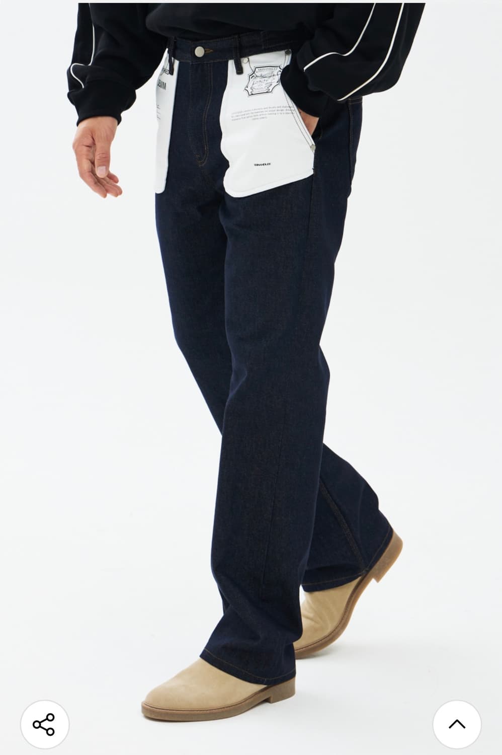 오버턴드 포켓 생지 데님 팬츠 인디고 상품이미지3