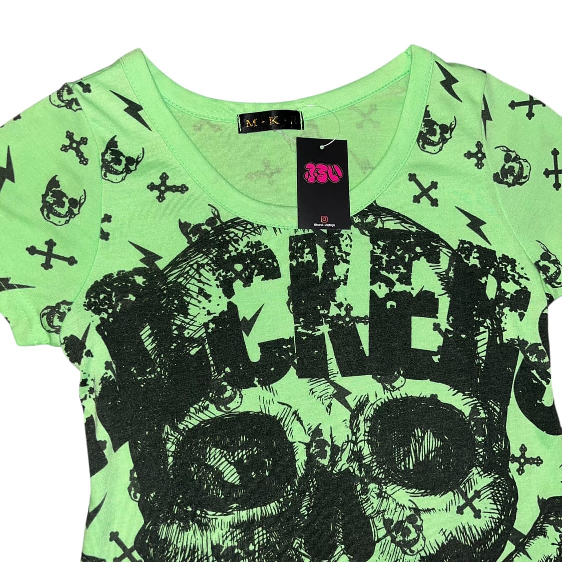 M.K.R 엠케이알 해골번개십자프린팅 반팔티 펑크y2k갸루 상품이미지2