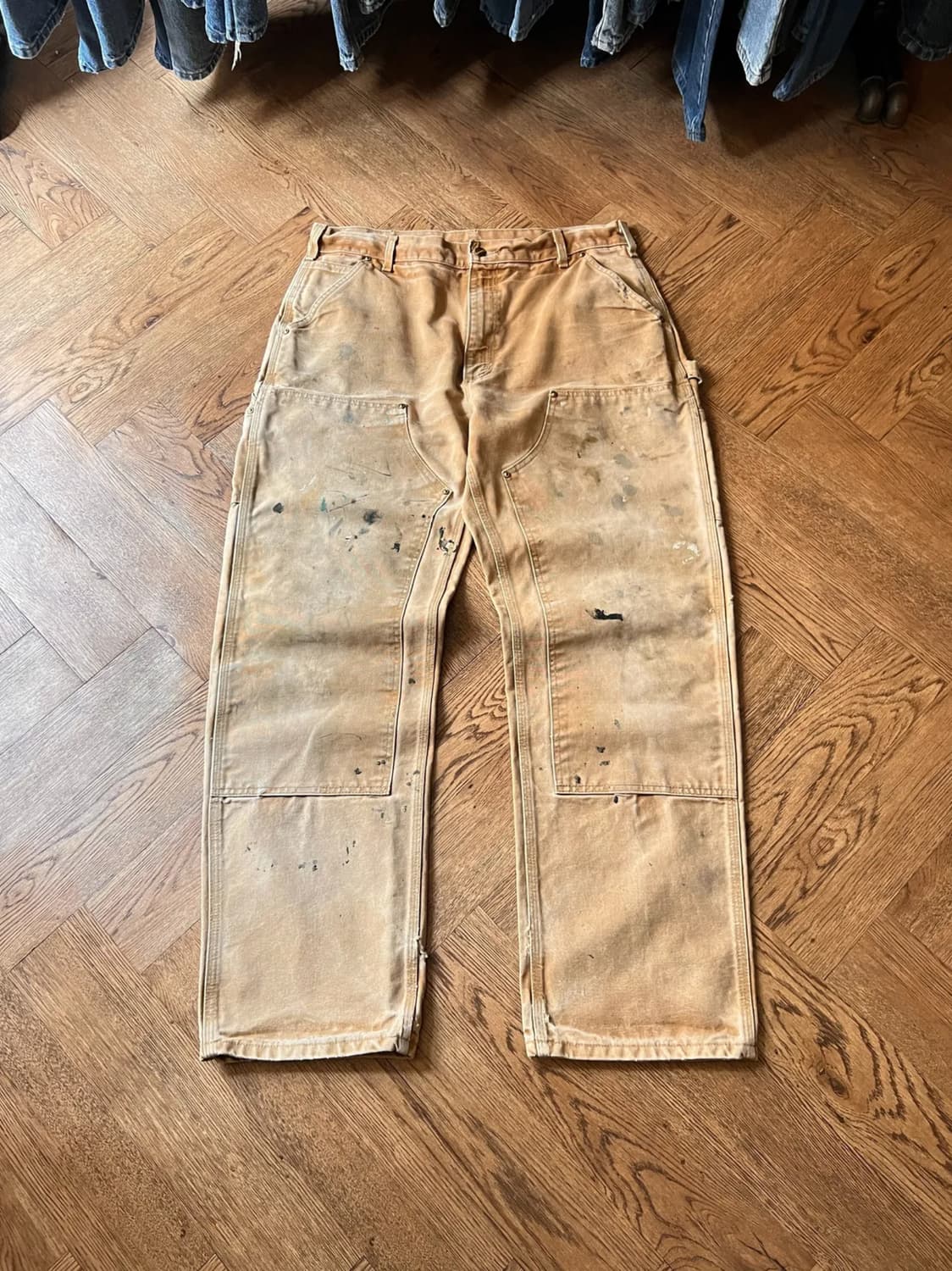 [36]칼하트 Made in USA 더티 페이딩 브라운 더블니 워크 팬츠 상품이미지1