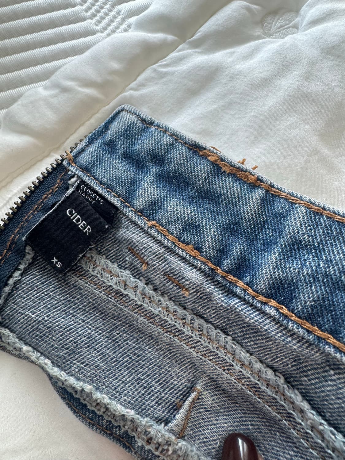 💙CIDER 데님 프린지 지퍼 업 홀터 크롭 탑💙 상품이미지6