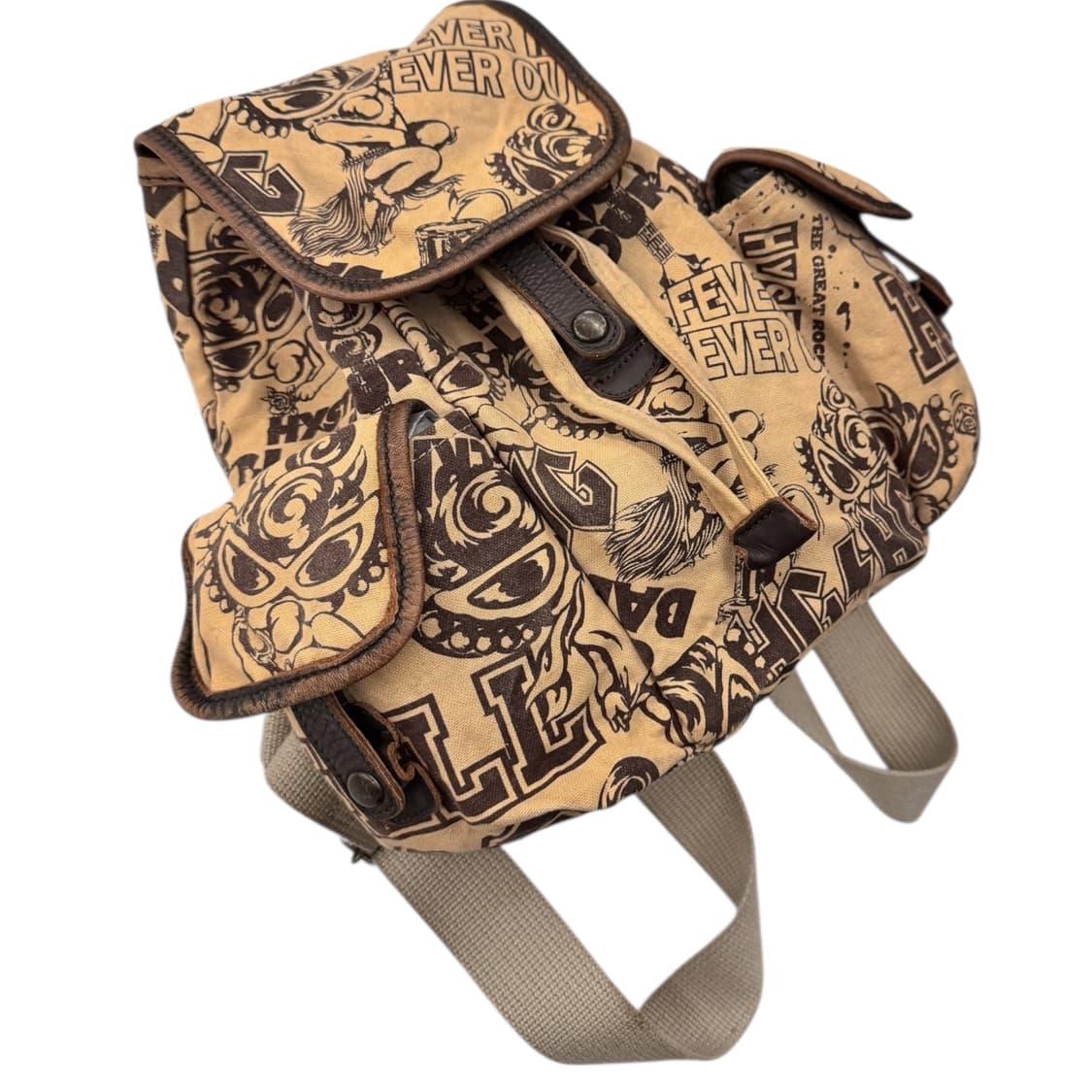 히스테릭글래머 캔버스 레더 미니 럭색 백팩 베이지 상품이미지5