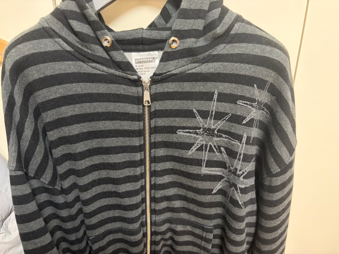 언타이틀 스트라이트 후드집업 블랙L(새상품) 상품이미지2