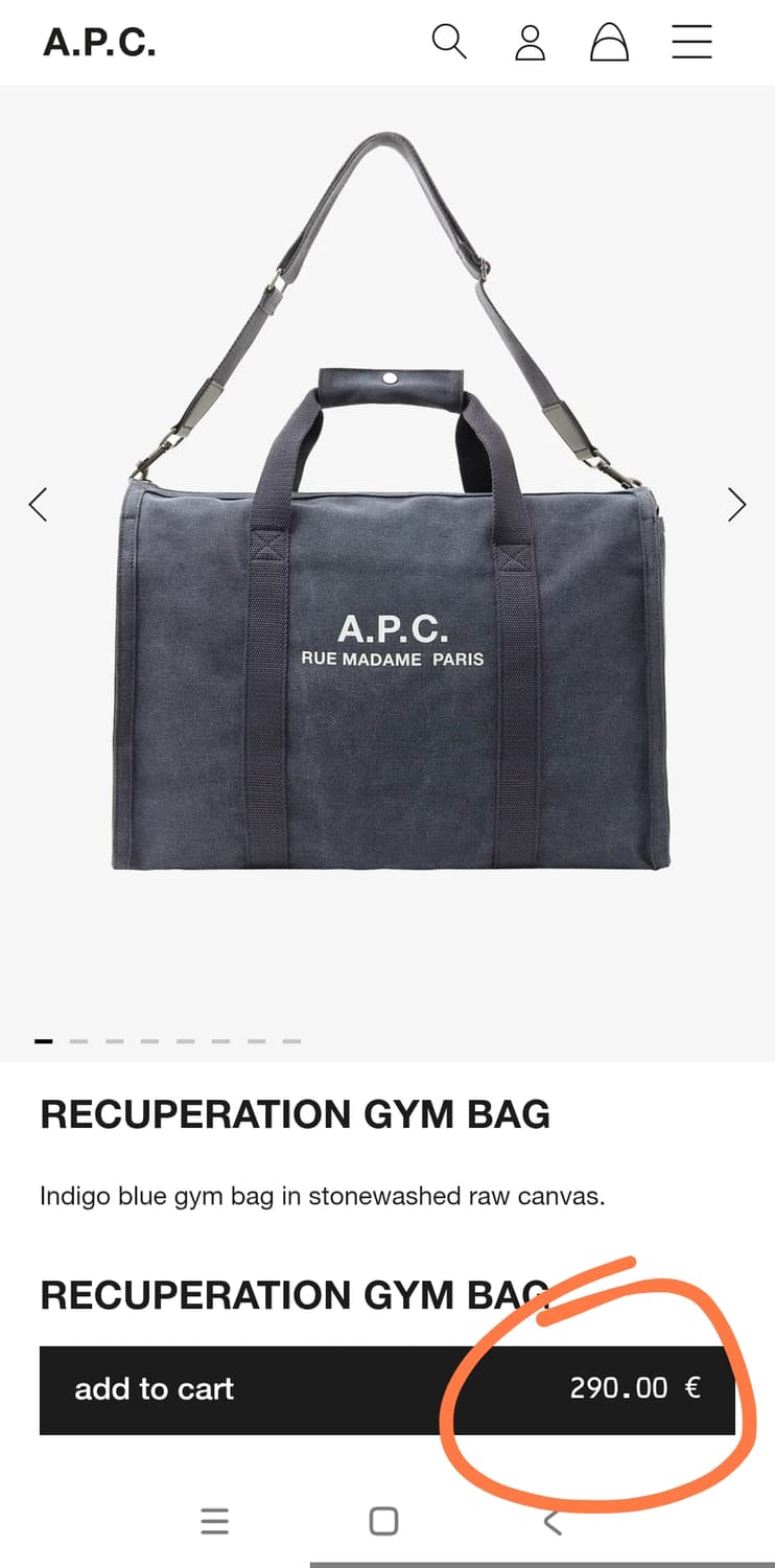 (새상품)APC 아페쎄 정품 리쿠퍼레이션 짐백 빈티지 다크 네이비 상품이미지2