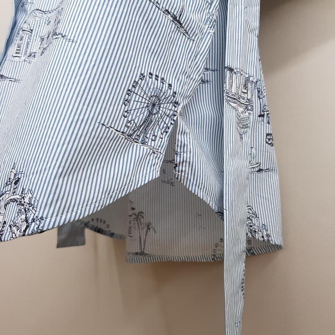 마쥬 maje 오프숄더 스트라이프 프린트 셔츠 원피스 1사이즈 상품이미지5