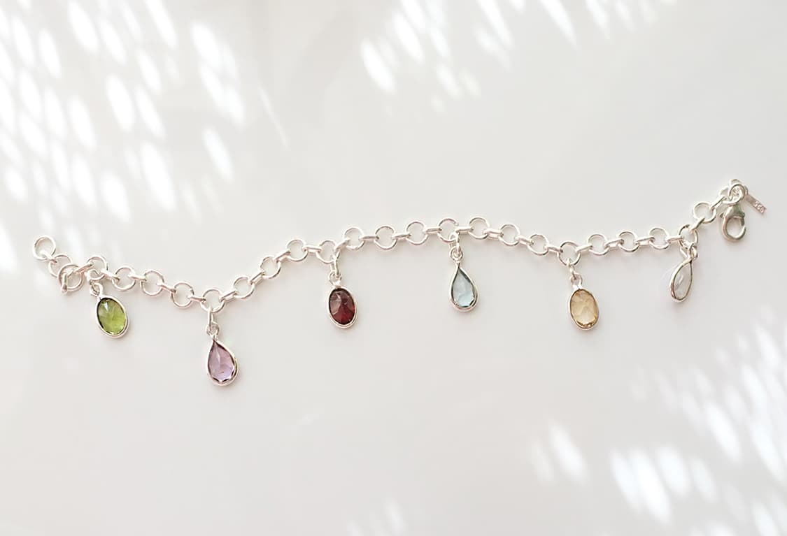 925 실버 천연석 참달린 데일리 심플 팔찌 상품이미지3