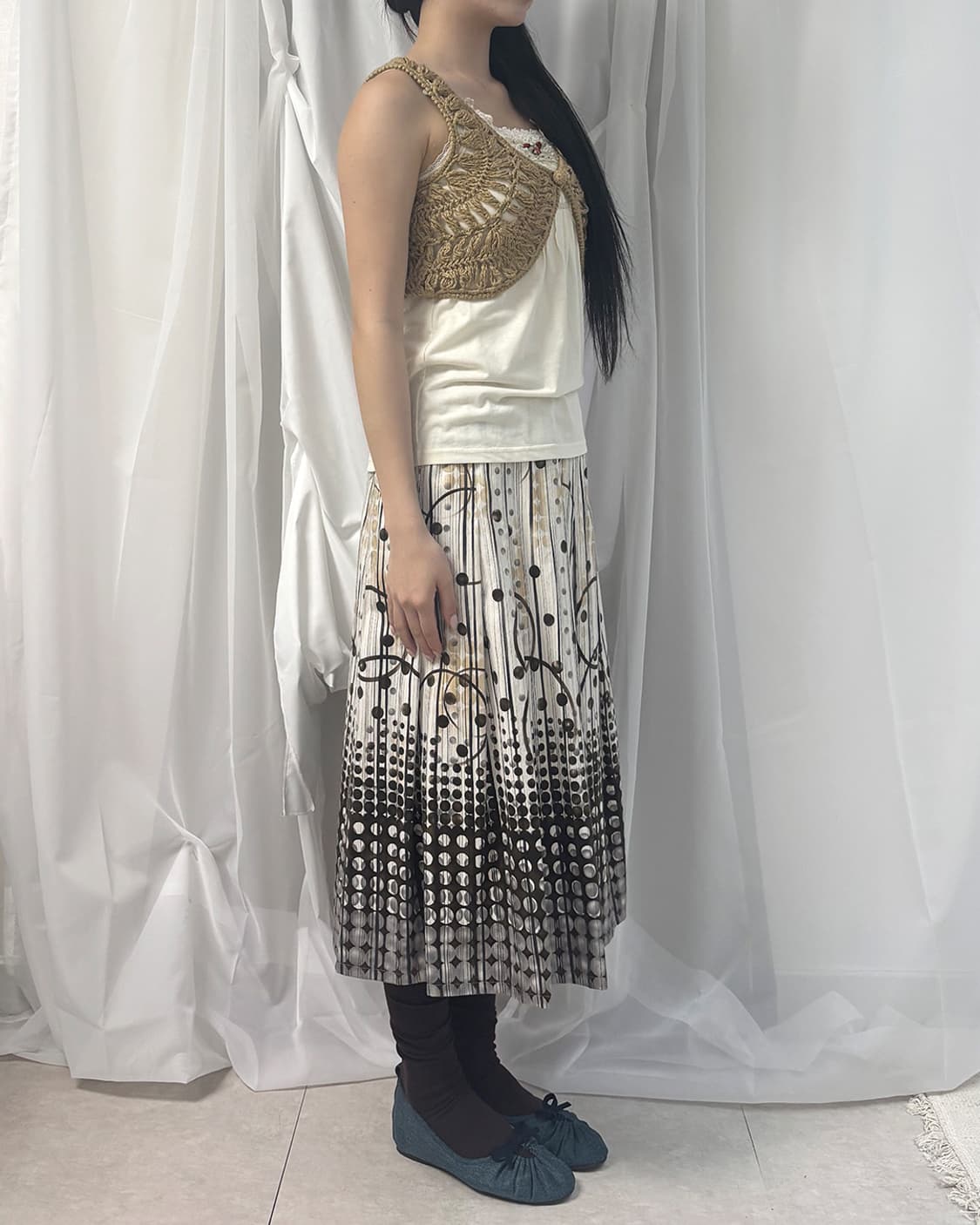 latte crochet one-button bolero vest 상품이미지6