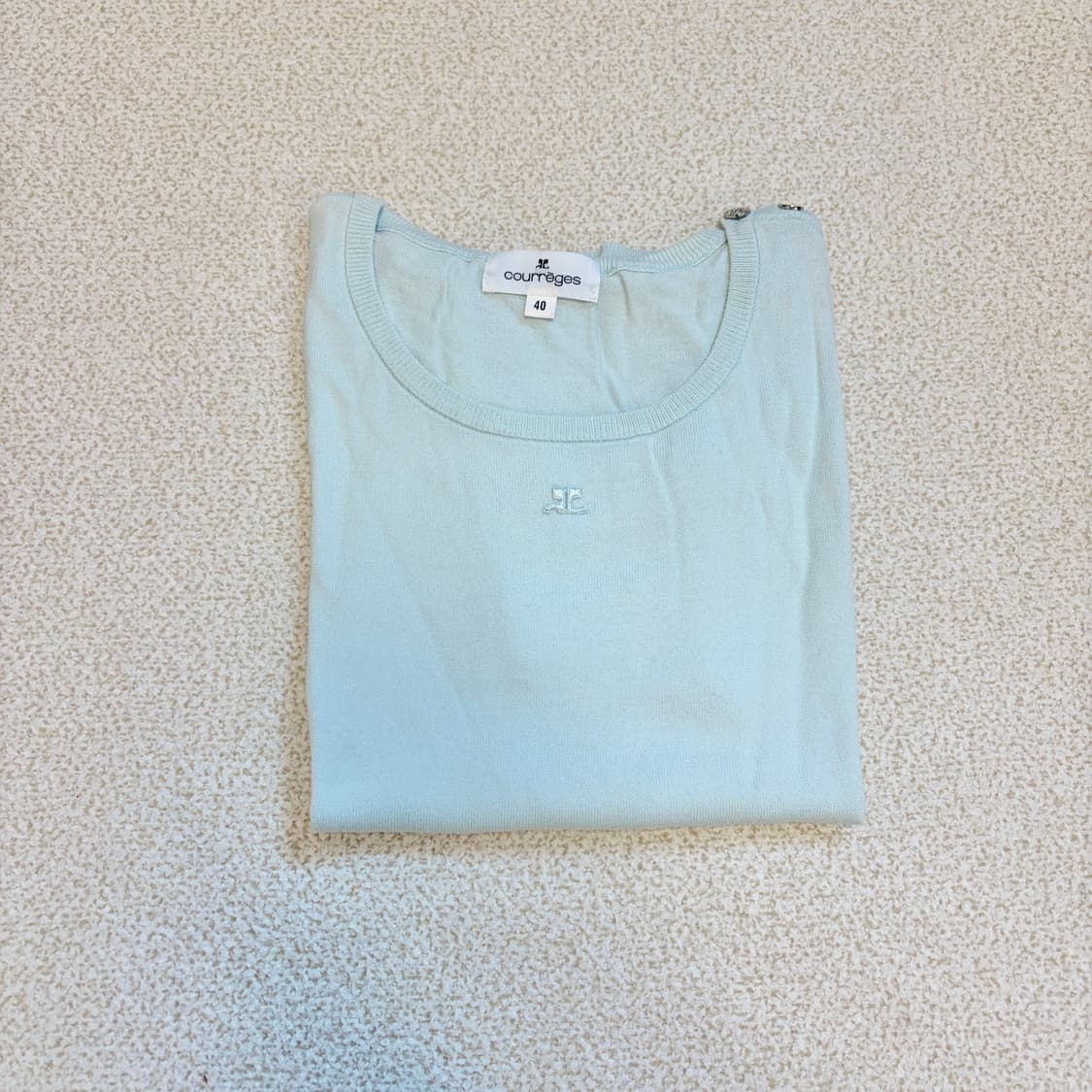 꾸레쥬 민트 반팔 니트 상품이미지1