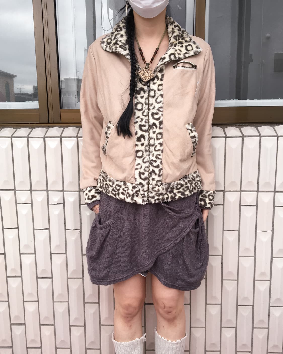 Leopard pattern fur trimming jacket 상품이미지7