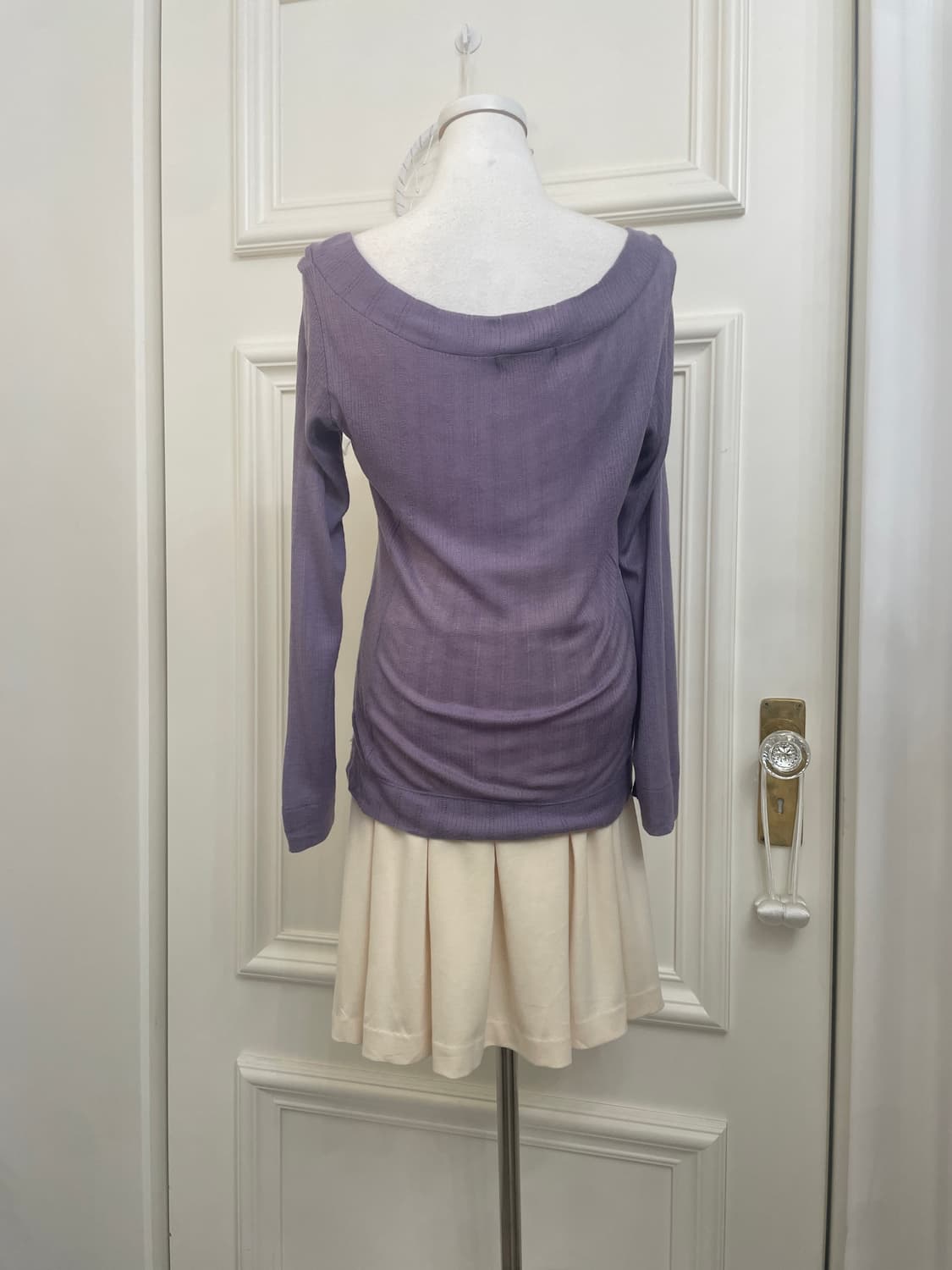 cream pleats cotton midi skirt(size-M) 상품이미지8