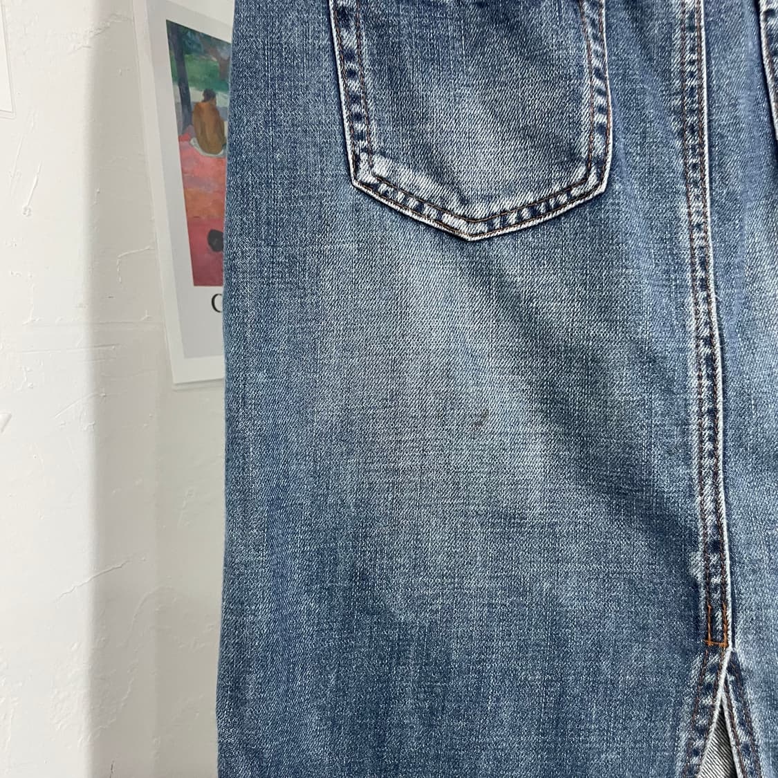 미디엄블루 데님 미디 스커트 상품이미지5