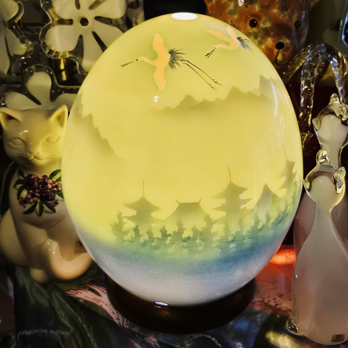 70s 아리타야키 산수화 에그 도자기 대형 조명 상품이미지8
