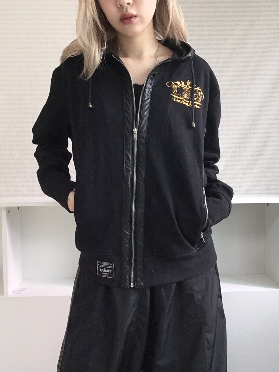C.B.S handwork punk beads leather hood z 상품이미지5