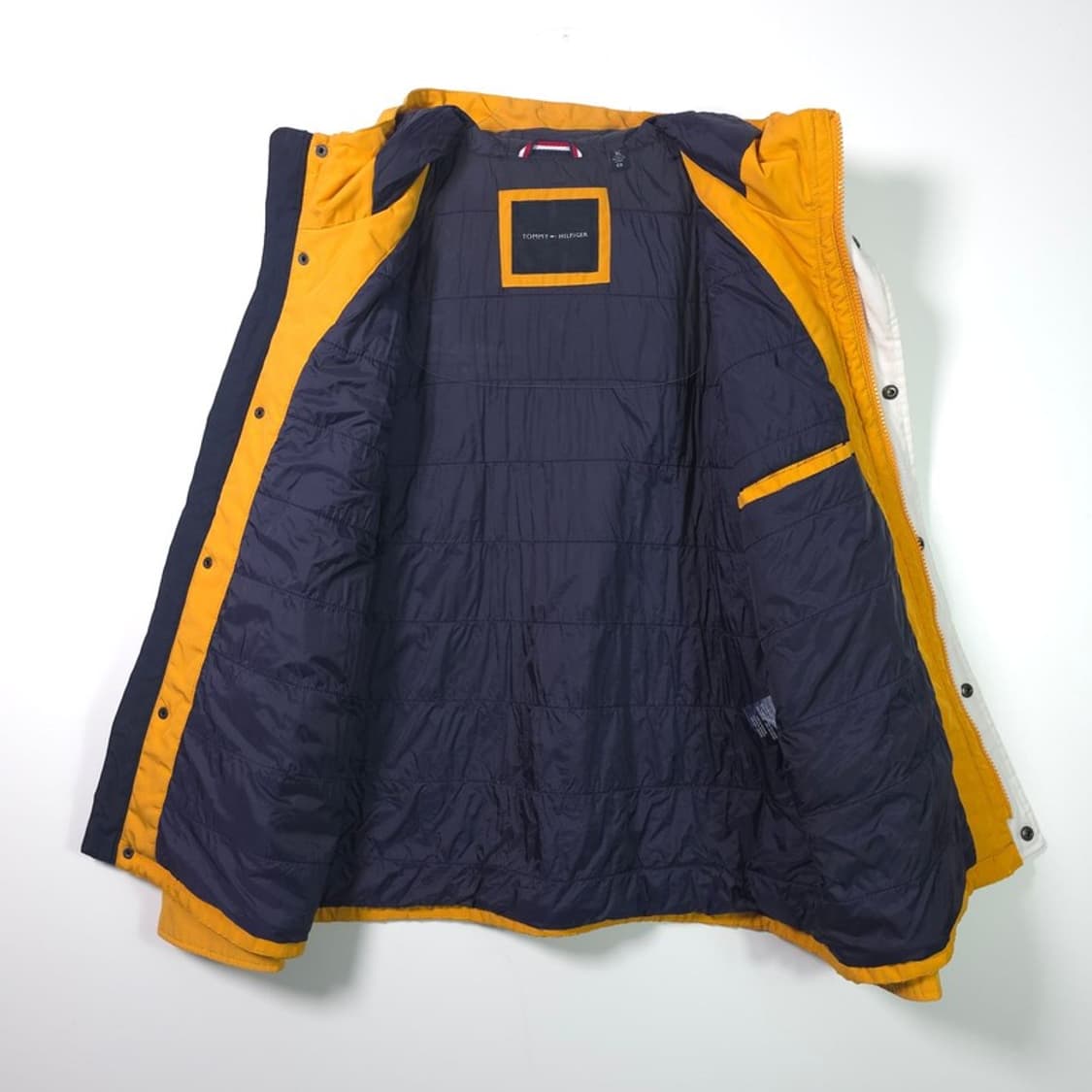 타미힐피거 컬러블록 빅로고 후드 패딩 자켓 XL 상품이미지5