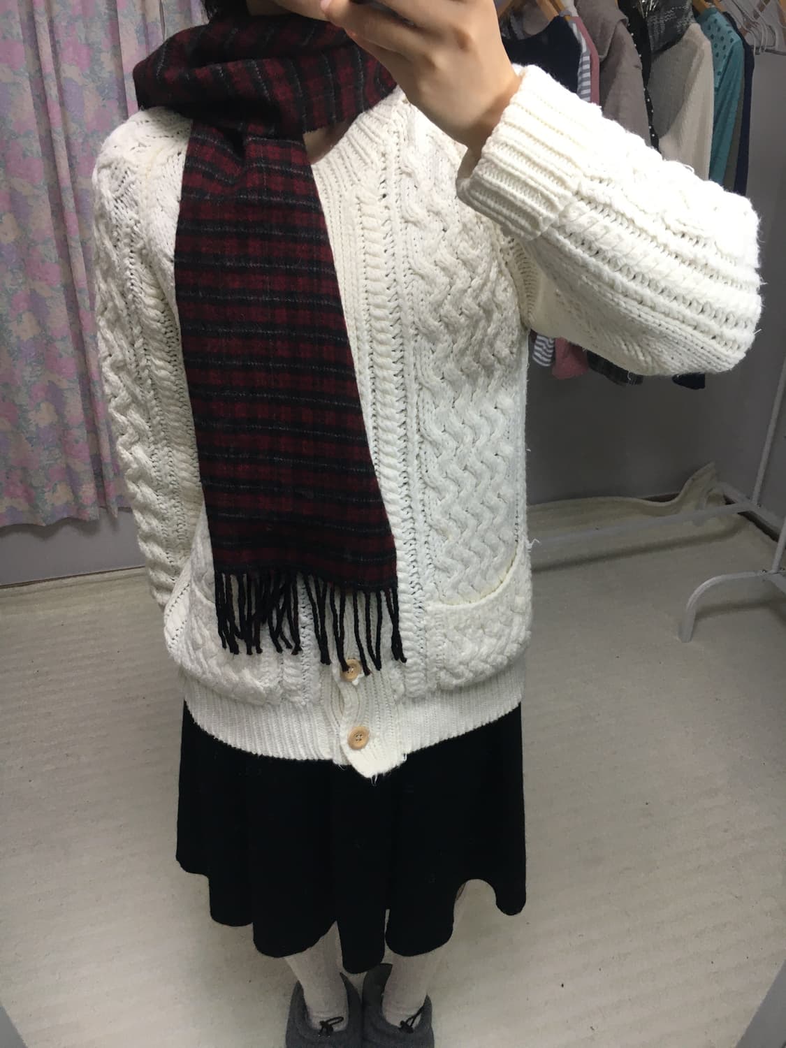 레드 블랙 체크 머플러 상품이미지8